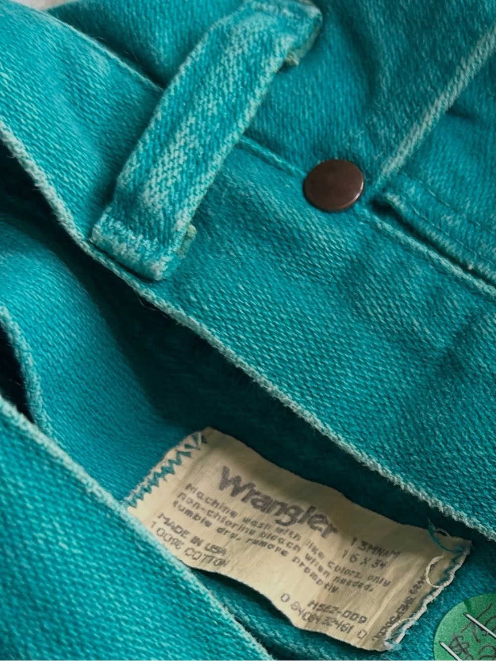 Vintage Wrangler High Rise Teal Jeans | Turquoise Straight Leg Denim - Picture 4 of 6